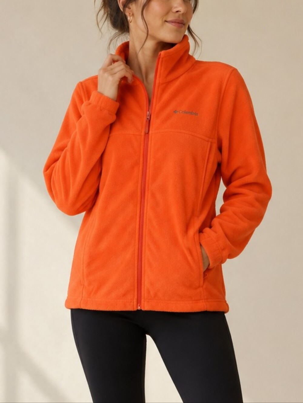 Columbia Youth Or Women XS/S Fleece Jacket Full Zip  Orange Size 14/16 (L/XL)